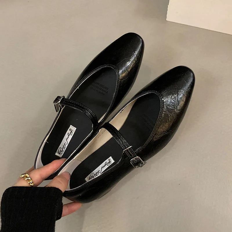 LIZAKOSHT  -  Spring Women Flats Fashion Round Toe Shallow Slip On Ladies Ballerinas Shoes Soft Flat Heel Mary Jane Shoes Mujer New Woman