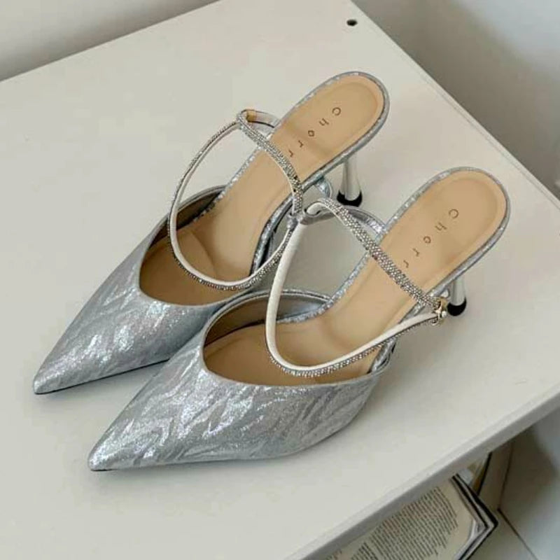LIZAKOSHT  -  Shiny Pointed Toe High Heels Women Luxury Party Dress Shoes Sexy Elegant Slingback Shoes Fashion Brand Sandals for Women Pumps