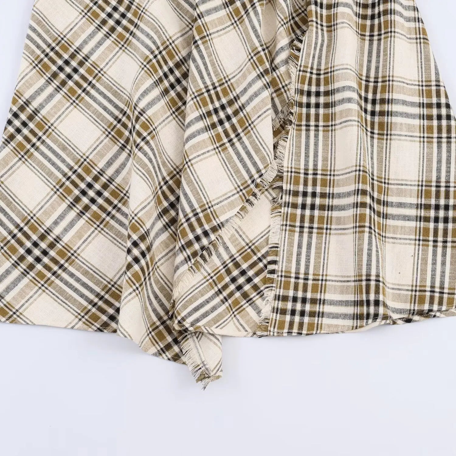 LIZAKOSHT  -  Women Casual Plaid Midi Skirt Chic Trendy Zip-up Asymmetrical Hem Skirt New  Spring Summer Women Holiday Party Skirt
