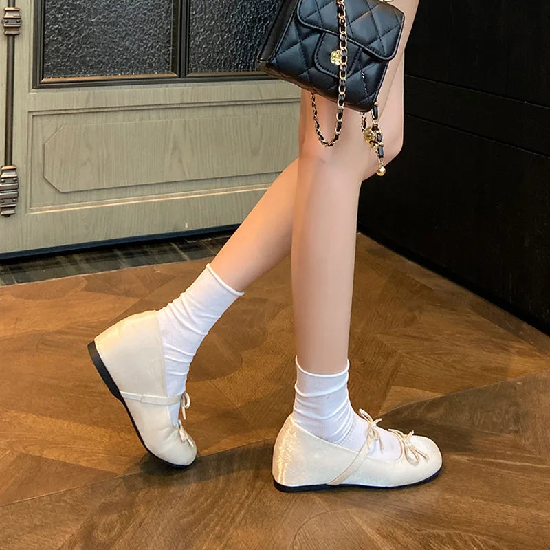 LIZAKOSHT  -  sweet pink silk height increasing flats women round toe bowtie lolita shoes ankle strap elevator mary janes shoes woman