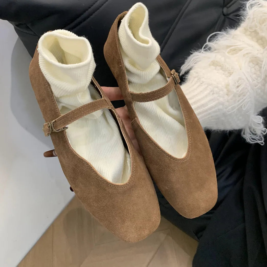 LIZAKOSHT  -  New Brand Women Flats Ladies Casual Ballet Shoes Round Toe Shallow Slip On Soft Leather Eelgant Dress Shoes Mujer