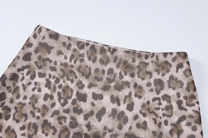 LIZAKOSHT  -  Women's Skirts Summer Fashion Chic Leopard Print Mesh Long Skirt Female Clothing High Waist Slim Dress Streetwear