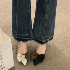 LIZAKOSHT  -  Ladies Shoes Pointed Toe Footwear Leather Summer Stiletto Sandals for Women Closed Beige Vintage Thin Heels Vip H Shoe F Or