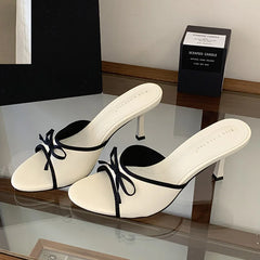 LIZAKOSHT  -  New Summer Design Butterfly-kont Open Toe Women Slippers Fashion Thin High Heels Party Prom Slide Shoes