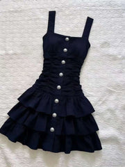 LIZAKOSHT  -  2000s Harajuku Vintage Slim One Piece Dress Korean Y2k French Elegant High-End Mini Dress Japan Style Dark Gothic Strap Dress