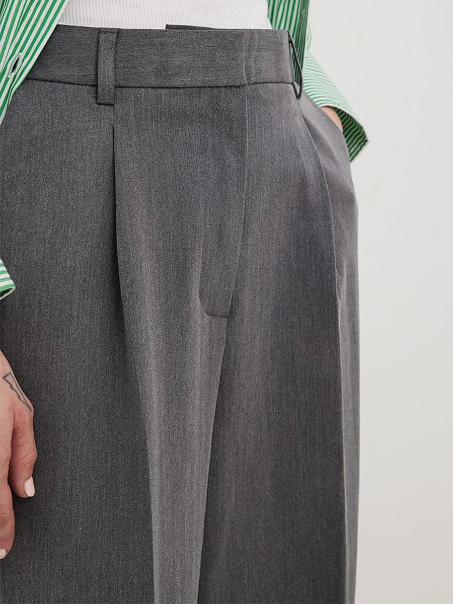 LIZAKOSHT  -  Women's Spring Summer New Loose Wide-Leg Suit Pants Elegant Office Classic Straight-Leg High-Waist Suit Trousers