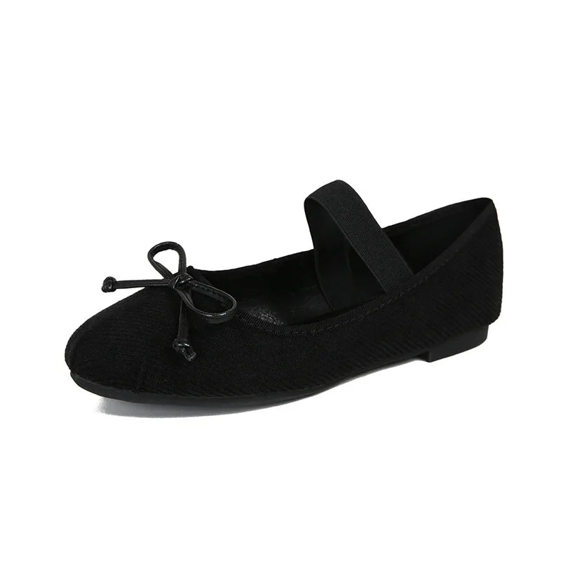 LIZAKOSHT -  women's bowtie corduroy ballet flats round-toe elastic strap mary janes woman new designer zapatos de mujer velvet moccasins