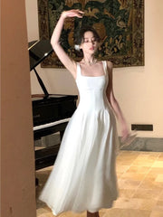 LIZAKOSHT Elegant A-line Wedding Dress Women Solid Spaghetti Strap Ruffles Spring New Evening Party Princess Birthday Vestidos Prom Robe