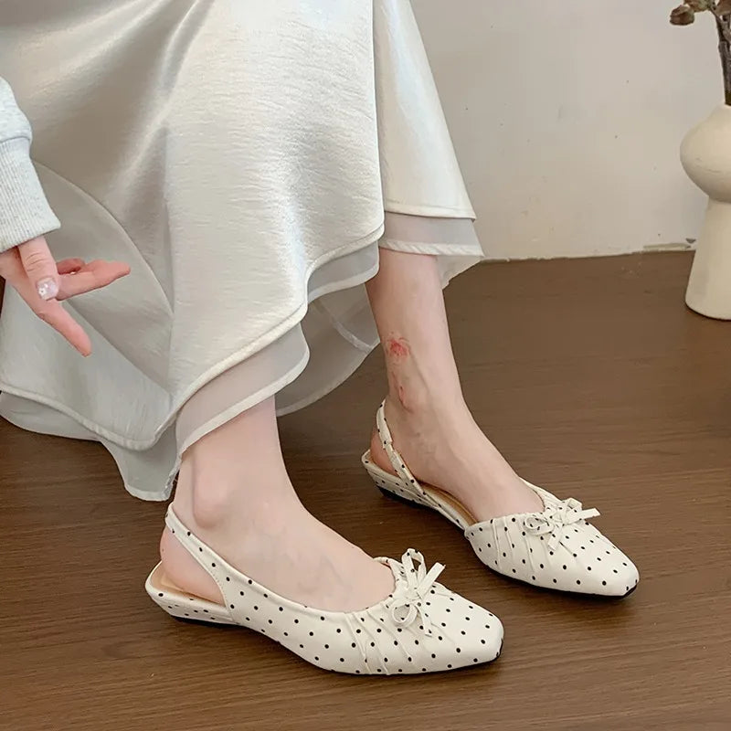 LIZAKOSHT  -  Cover Toe Polka Dot Women Sandals Fashion Slip On Singbacks Mules Pumps Elegant Elegant Slingbacks Sandalias Mujer