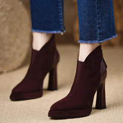 LIZAKOSHT  -  New Style Fashion Women's Ankle Boot Genuine Leather Plus Size Feet Length Ankle Boot Pointed Toe Side Zipper Winter Shoes Women