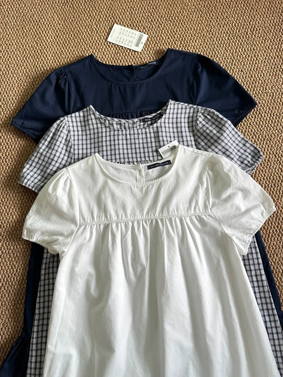 LIZAKOSHT  -   Solid Puff Sleeve Blair Dress Women Summer Chic Simple Ruffled Hem Cotton Loose Vestidos Sweet Cute Preppy Style Dresses New
