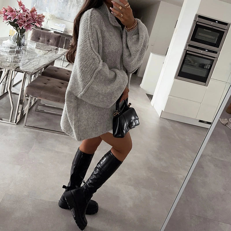 LIZAKOSHT  -  Autumn Winter Solid Loose Sweater Cardigans Women Single Breasted Commuter Knitwear Top Fashion Long Sleeve Warm Sweaters Jumper