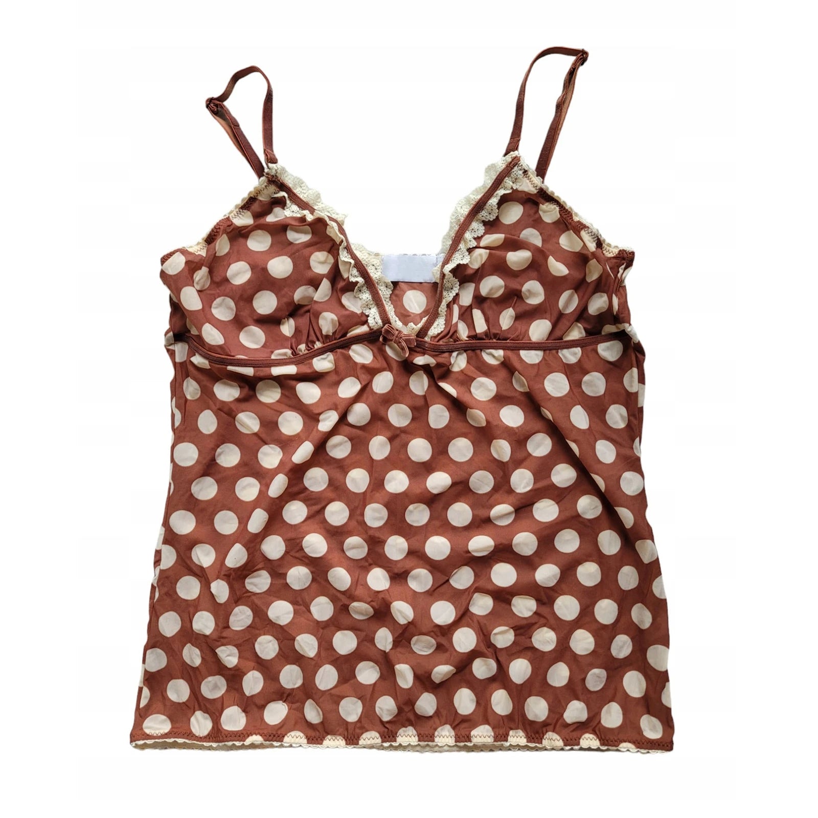 LIZAKOSHT  -  Womens Y2k Stay Cool and Stylish with Our Light Brown Polka Dot Lace Tank Tops Perfect for Summer Camis
