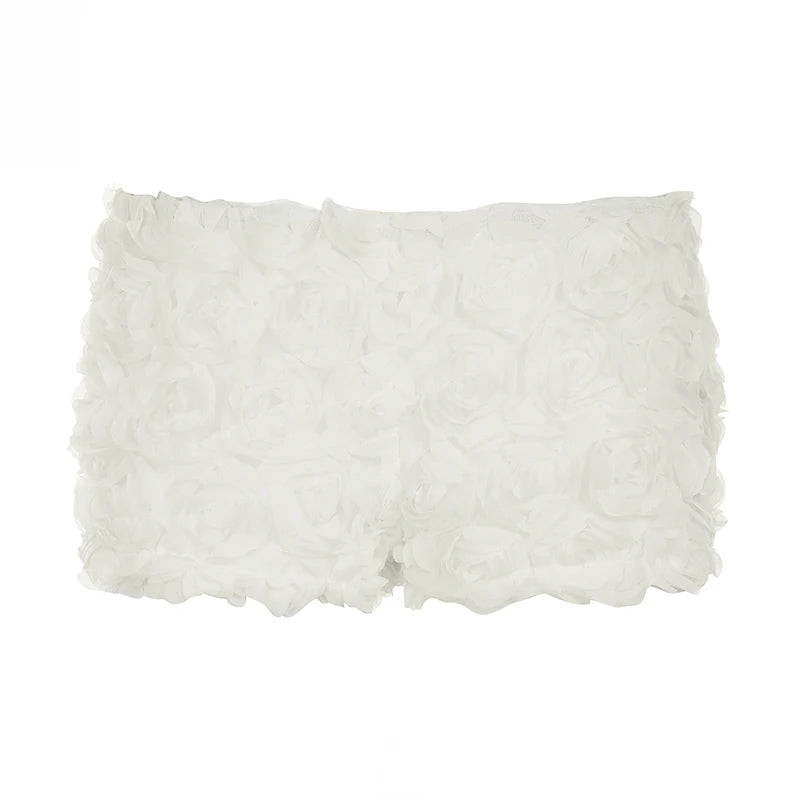 LIZAKOSHT  -  Fashion Chic 3D Floral Shorts Sexy Women Low Waisted Tiny Short Aesthetic Clubwear Costume Summer Minishorts Party