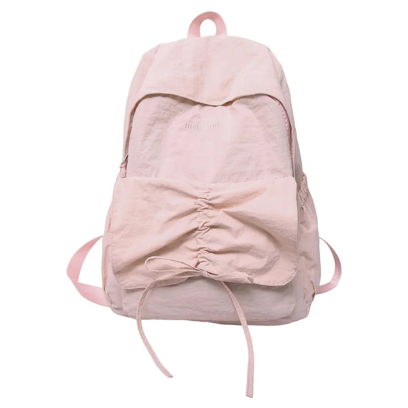 LIZAKOSHT  -  Junior High School Girl Backpack Summer New College Style Bow School Backpack Fashion Candy Colored Pleated Backpack School Bag
