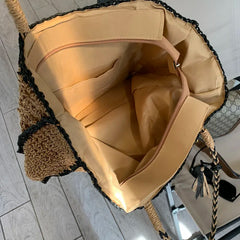 LIZAKOSHT  -  Mesh Crochet Beach Bags Women Hollow Out Straw Woven Tote Bag Seaside Vacation Square Knitted Handbag with Tassel