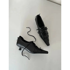 LIZAKOSHT  -  Gothic Sle Pointed Toe Witch Shoes Women's Retro Square Head Thin Heel Faionable Leather Shoes Ele Design Low Heel