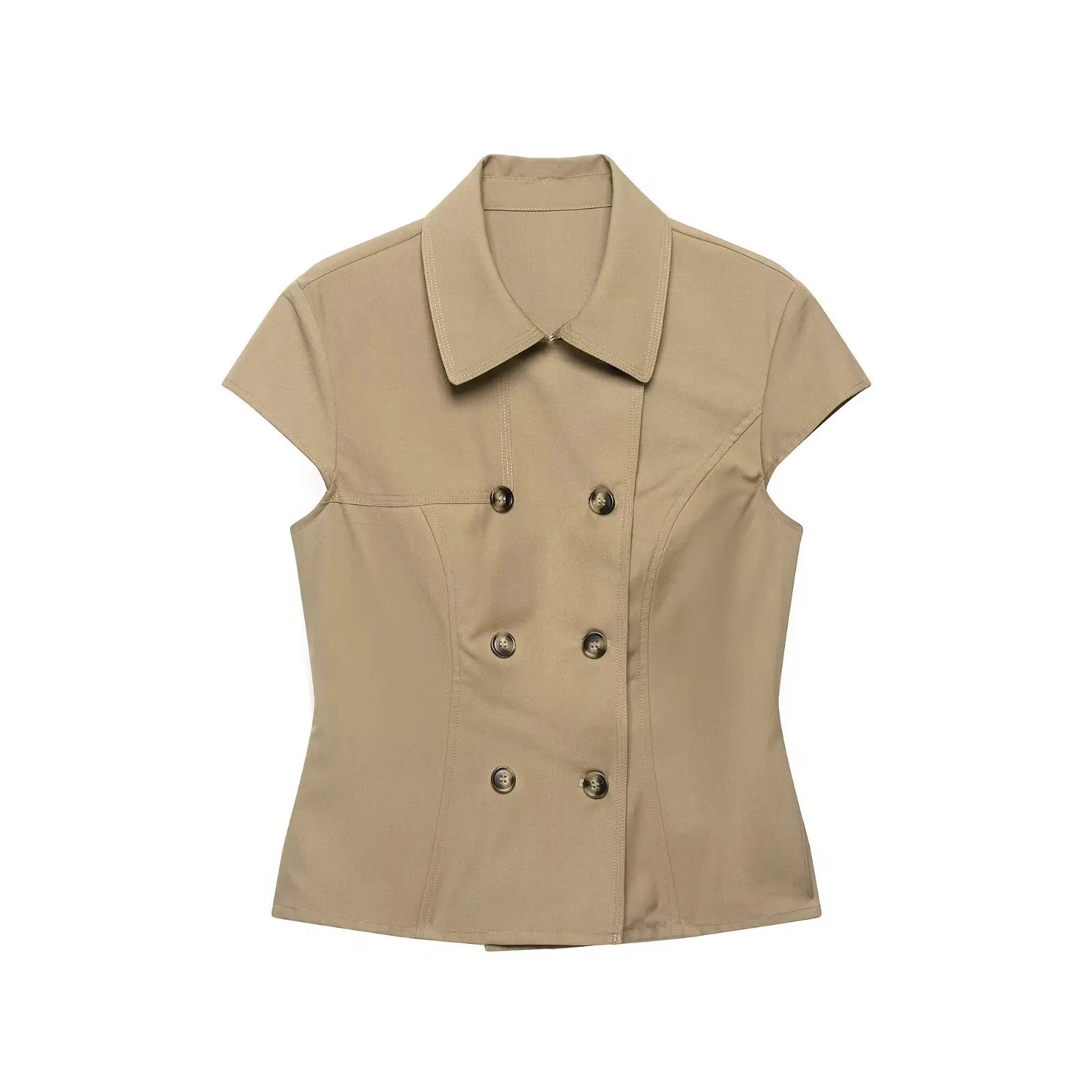 LIZAKOSHT  -  New Temperament Turn Down Collar Women Vest Harajuku Punk Double Breasted Summer High Street Camis Y2k Slim Fit Casual Clothes