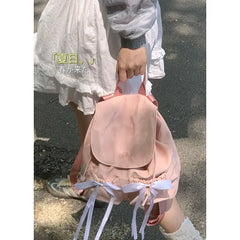 LIZAKOSHT  -  Korean Niche Large Capacity Travel Backpack Bow Accessories Multiple Pockets Casual Women Backpack Student Small School Bag