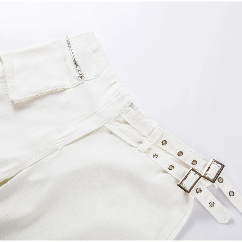LIZAKOSHT  -  Street Belt Women Jeans Mid Waist Wide Leg Pockets Loose Female Denim Pants Autumn New Fashion All-match Lady Trousers