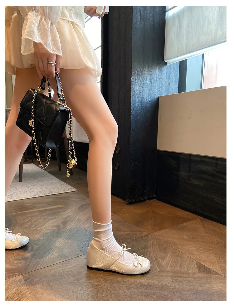LIZAKOSHT  -  sweet pink silk height increasing flats women round toe bowtie lolita shoes ankle strap elevator mary janes shoes woman