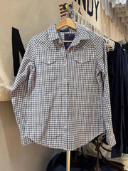 LIZAKOSHT  -  Pockets Navy Plaid Blouse Woman Spring Turn Down Collar Single Breasted Loose Shirts Female Vintage Streetwear Cotton Blouses