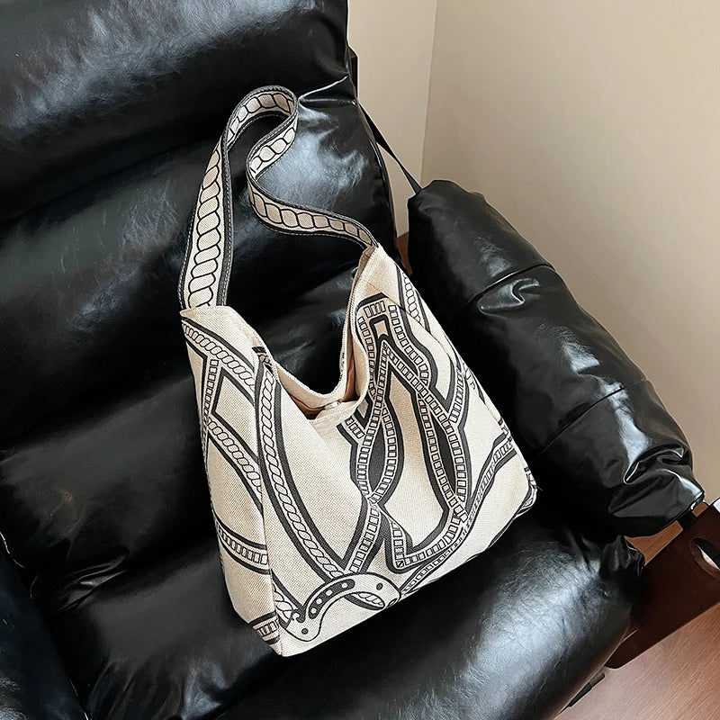 LIZAKOSHT  -  Retro Large Capaci Canvas Tote Bag Women's New Sle Lazy Faion Single oulder Bag Trendy Tot Bag Briti Sle Con...