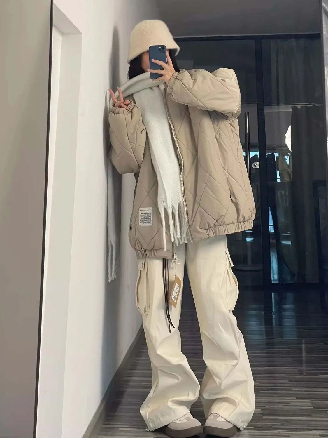 LIZAKOSHT  -  Autumn New American Style Retro Hiphop Pocket Cargo Pants for Women Autumn New Straight Loose Casual Pants for Women