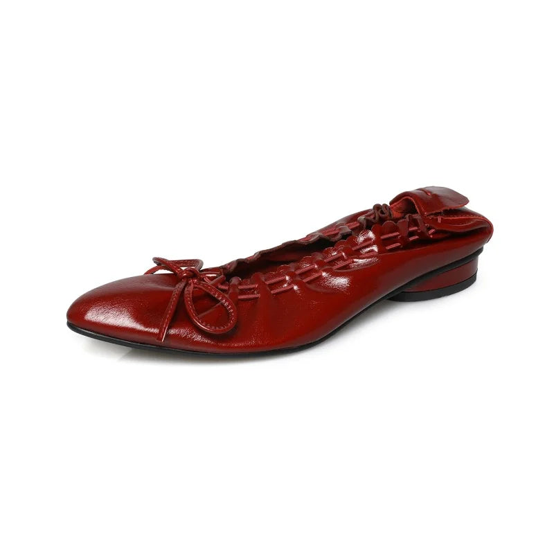 LIZAKOSHT  -  Fashion Women's Shoes New High Quality Genuine Leather Shoes Pointed Fold Soft soled Shoes Daily Lightweight Shoes