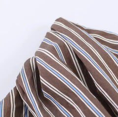 LIZAKOSHT  -  Fashion Coffee Stripes Tie Bow Sashes Elastic Waist Wide Leg Shorts Women Shorts Skirts Causal Mini Pants