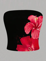 LIZAKOSHT  -  Sexy Women's Floral Printed Vest Elegant Lady Pleated Sleeveless Camisole Top For Femal 2025 Summer New Chic Street Holiday Wear