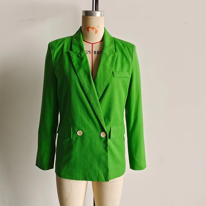 LIZAKOSHT  -  2025Solid Color Casual Two-piece Ladies Matching Suit Long Sleeve Suit Jacket Shorts Office Ladies Elegant Business Suit