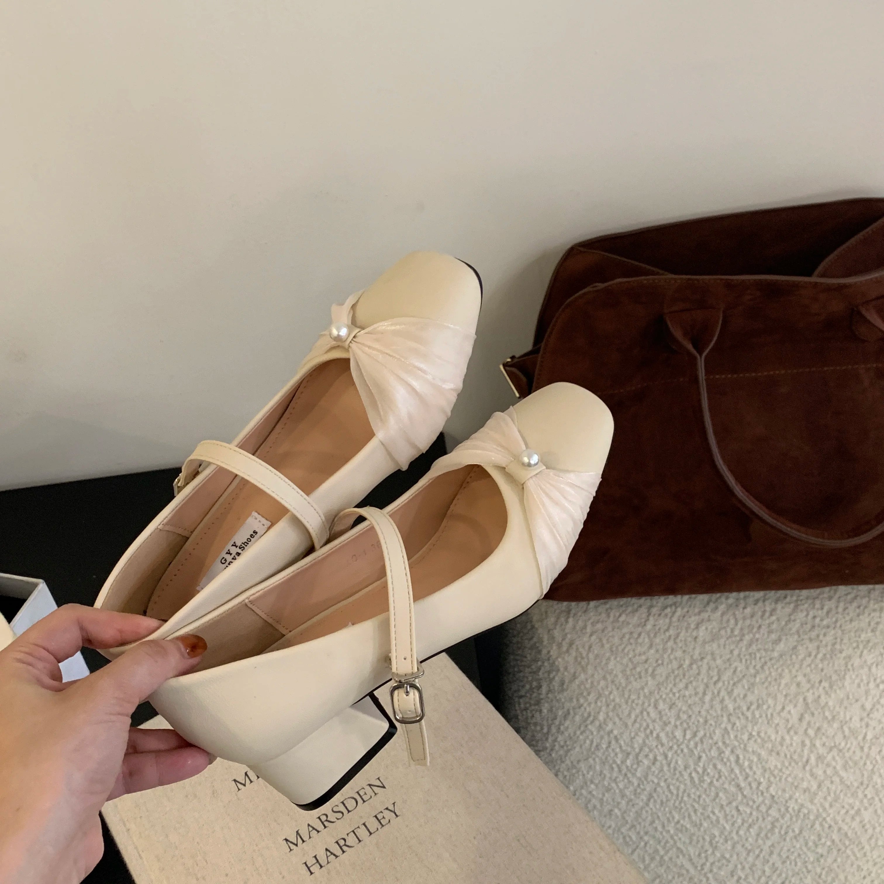 LIZAKOSHT  -  New Women's Shoes with Thick Heel, Square Toe, Shallow Mouth, High Heels, Mary Jane Single Shoes