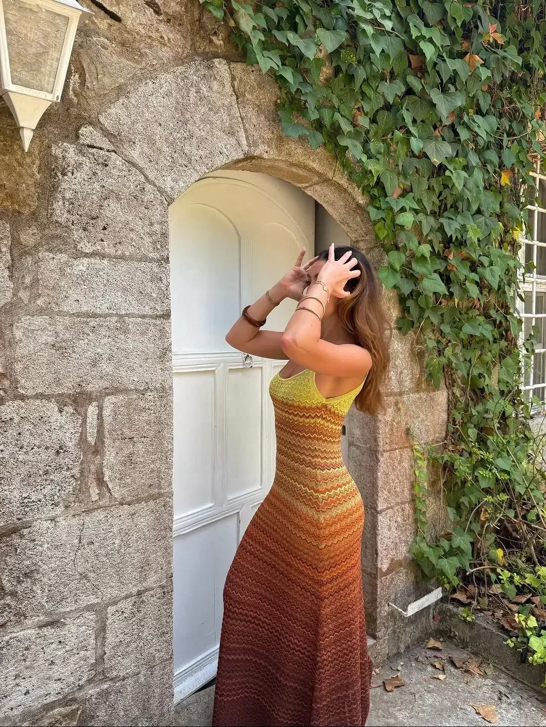 LIZAKOSHT  -  Knit Women Colorful Slip Long Casual Dress Square Collar Sleeveless Off-shoulder Slim Dresses Lady New Holiday Beach Gowns
