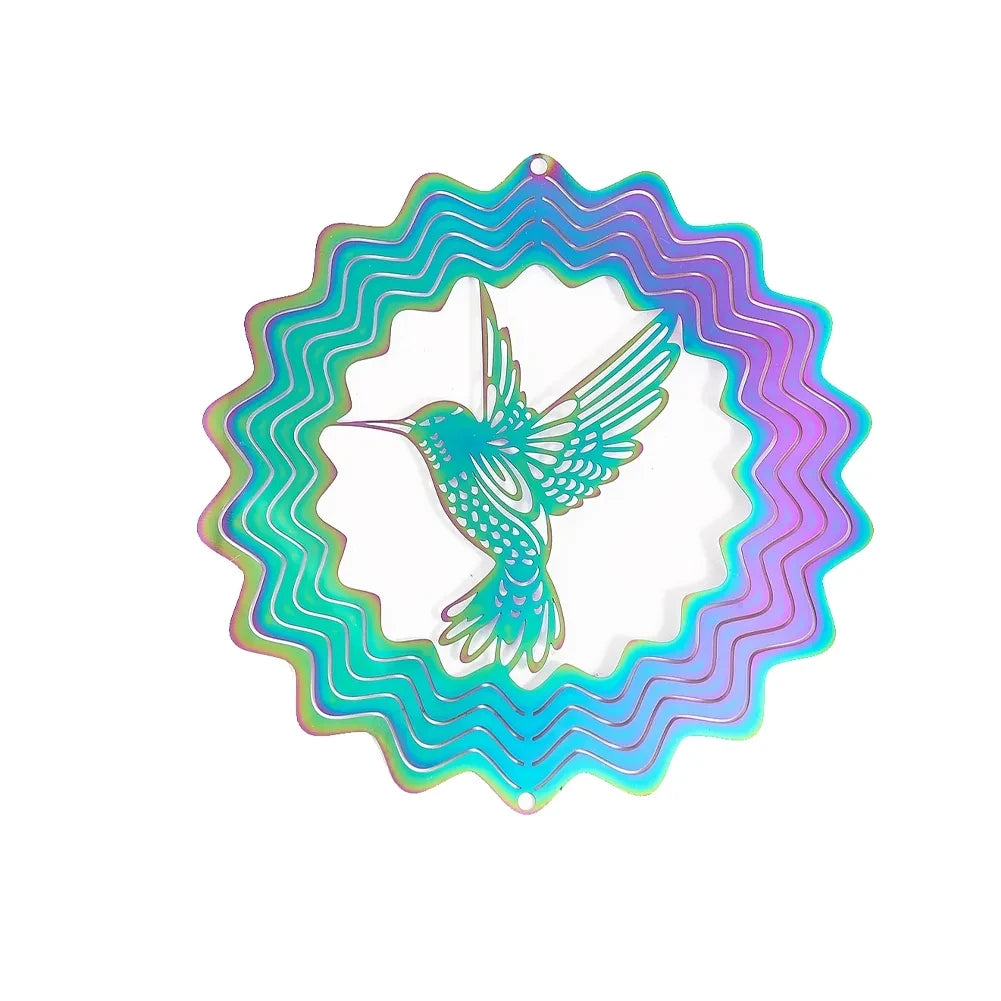Gradient Color Wind Spinner Catcher Stainless Steel 3D Flowing Light Effect Wind Chimes Parts Outdoor Garden Yard Hanging Decor
