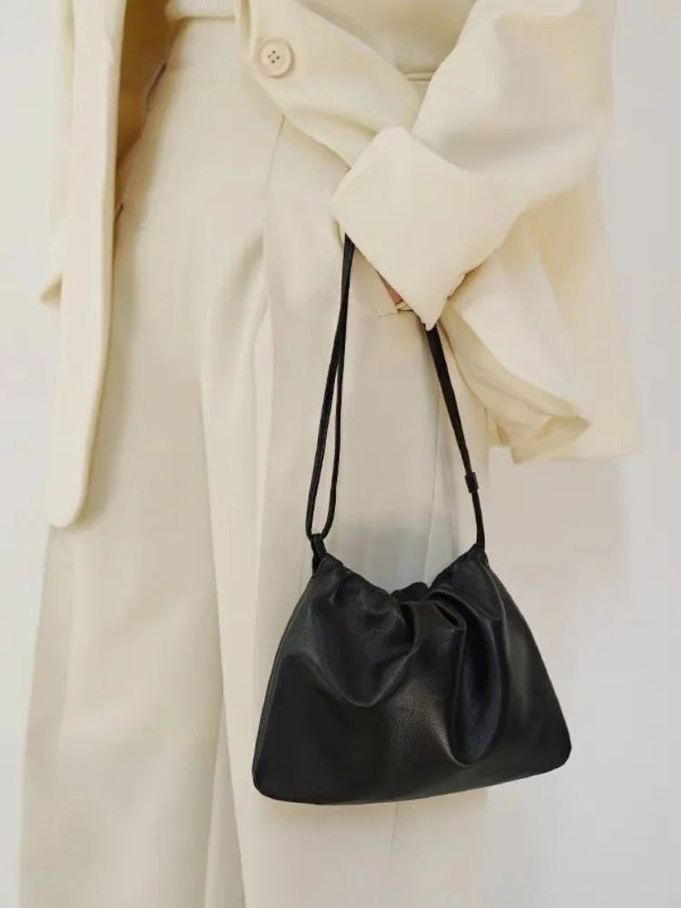 LIZAKOSHT  -  Lady Pu Leather Drawstring Shoulder Bags Women Underarm Bag Fashion Commuter Solid Color Bag Classic Bolsos All-match