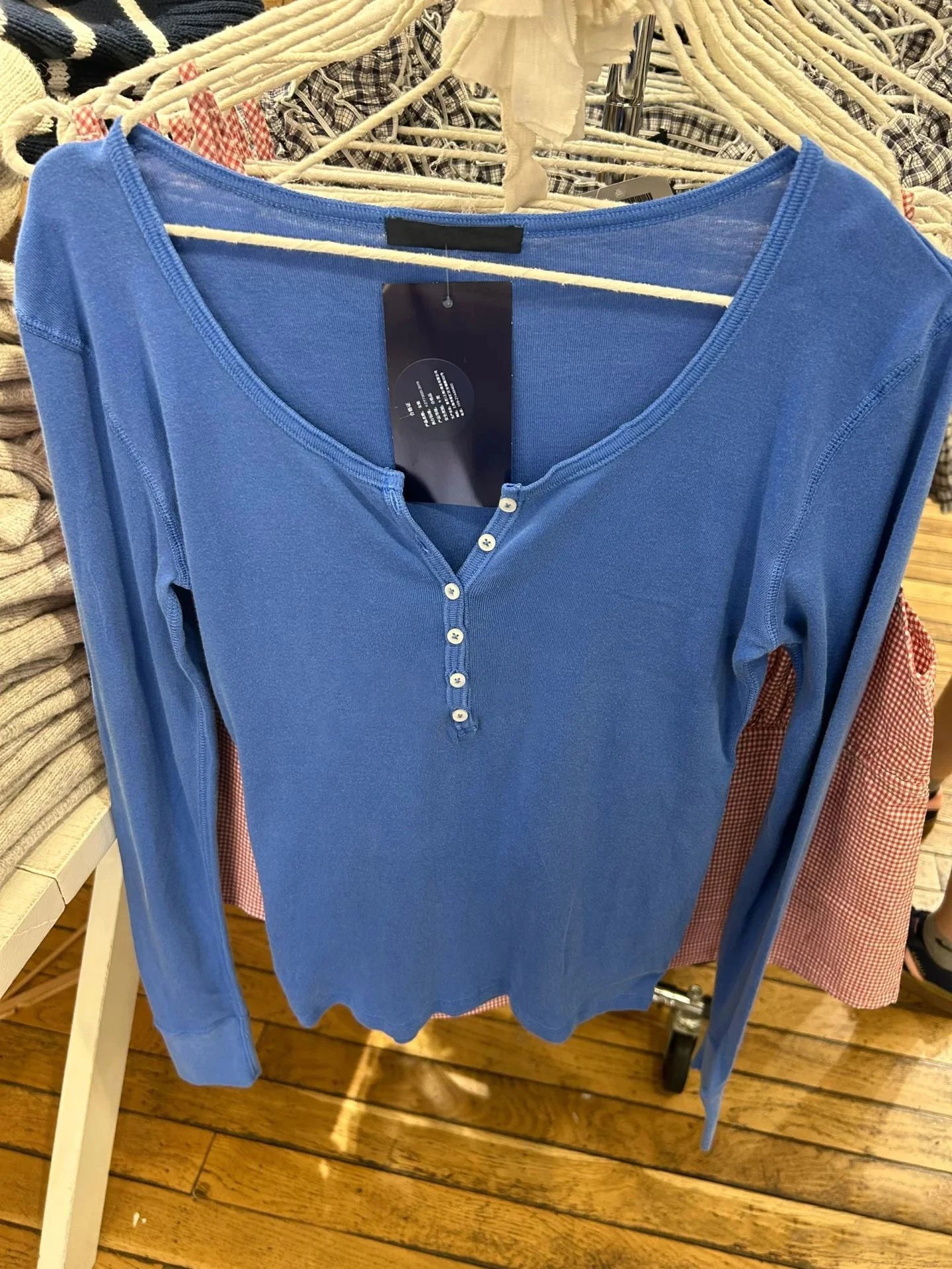 LIZAKOSHT  -  Six Buttons Royal Blue Long Sleeve T-shirts Women Autumn O-neck Cotton Slim Tee Tops New Preppy Style Solid Simple Basic Tshirts