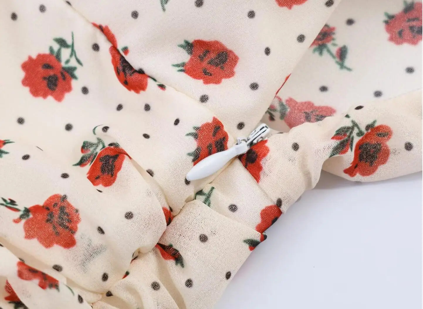 LIZAKOSHT  -  Sweet Beige Floral Print Cross Deep V neck Mini Sleeveless Dress Women Slim Waist Tierred Ruffles Cake Dresses A-lined Robe