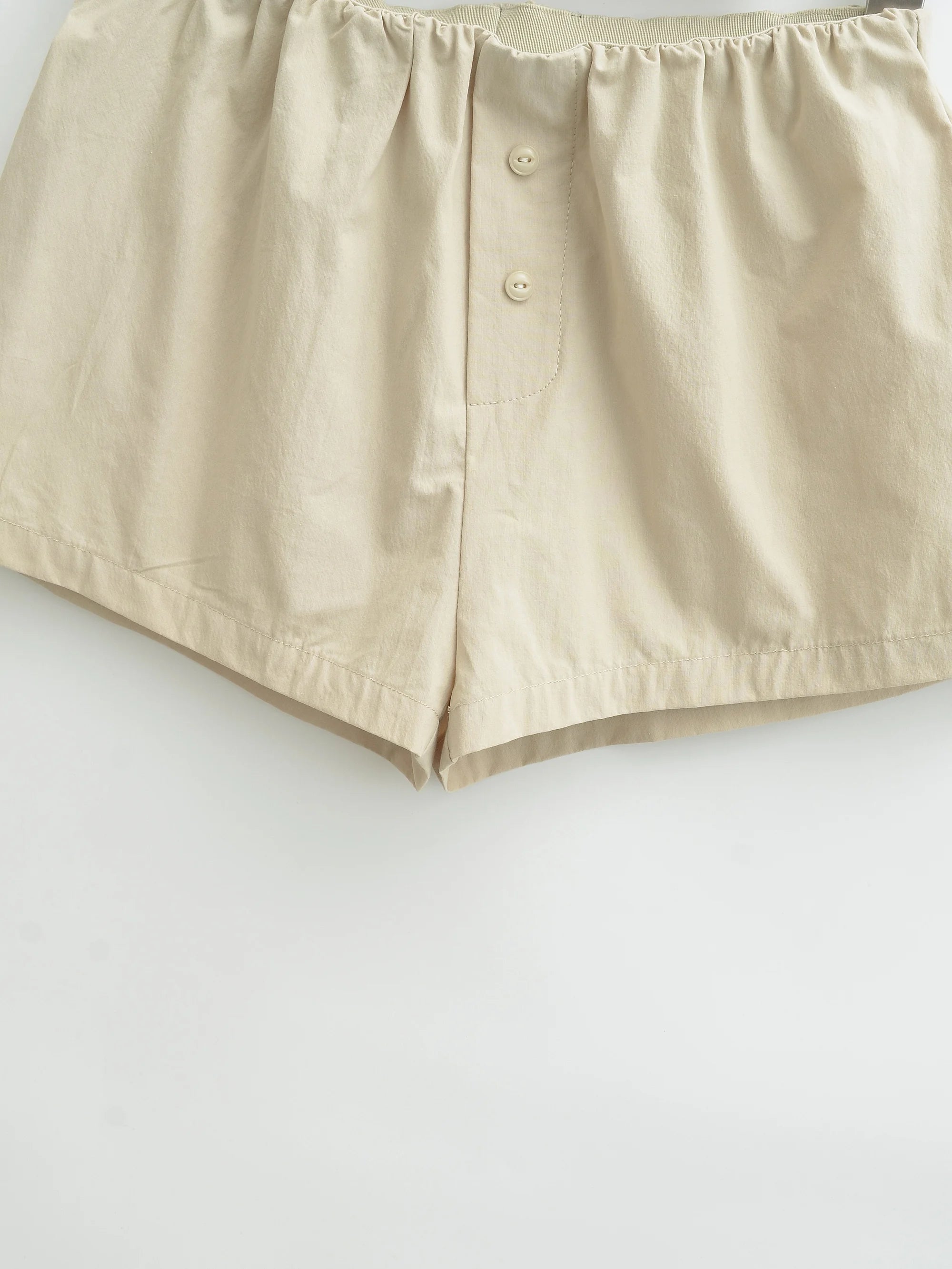 LIZAKOSHT  -  3 colors Summer Sports Cotton Causal Shorts Women Elastic Waist Loose Wide Leg Straight Short Pants Trousers Armygreen Khaki