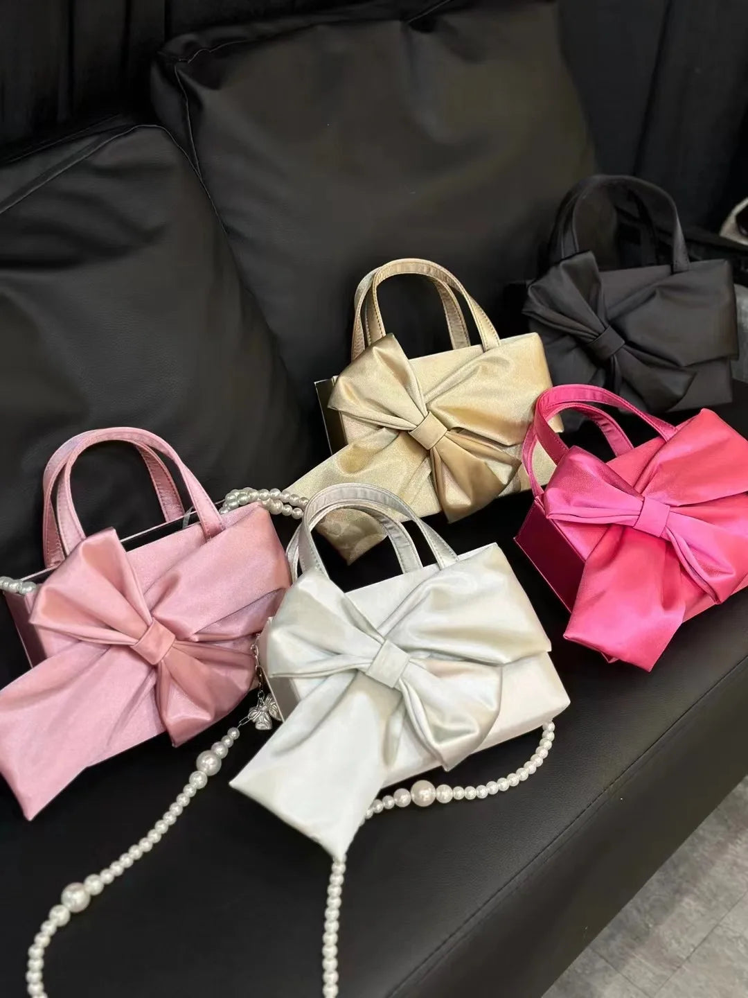 LIZAKOSHT  -  Fashion Soft Silk Women Shoulder Crossbody Bags Designer bow Ruched Tote Bag Elegant Lady Beach Handbags Quality Shopper Purses