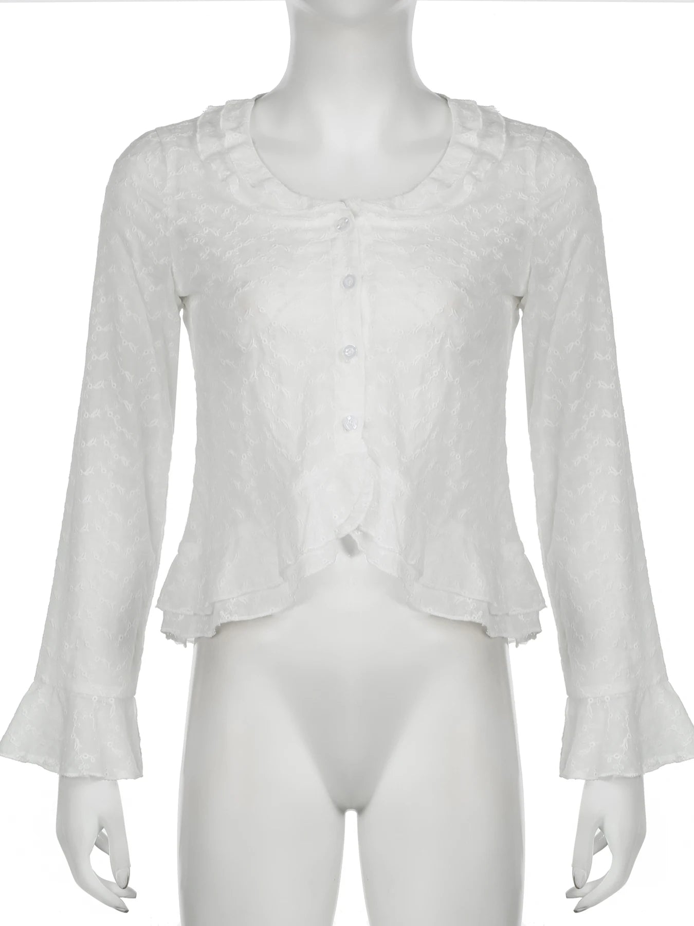 LIZAKOSHT  -  White Long Sleeve Tees Aesthetic Streetwear Tops Y2k Elegant Women Irregular Hem Shirt Female Grunge Fairycore Coquette
