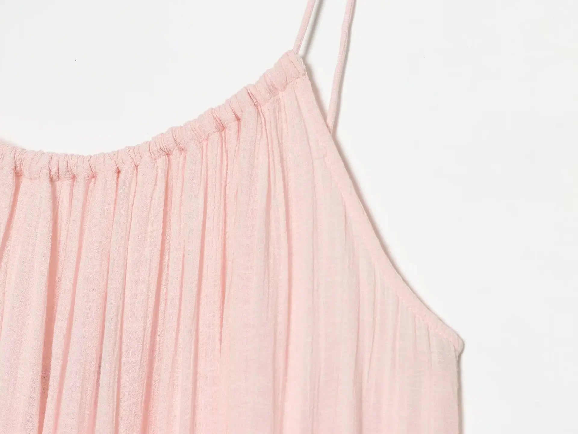LIZAKOSHT  -  BOHO Women Wrinkled Pink Lacing Up Bow Strap Sling Dress O neck Loose Straight Midi Long Dresses Holiday Summer Sun Robe
