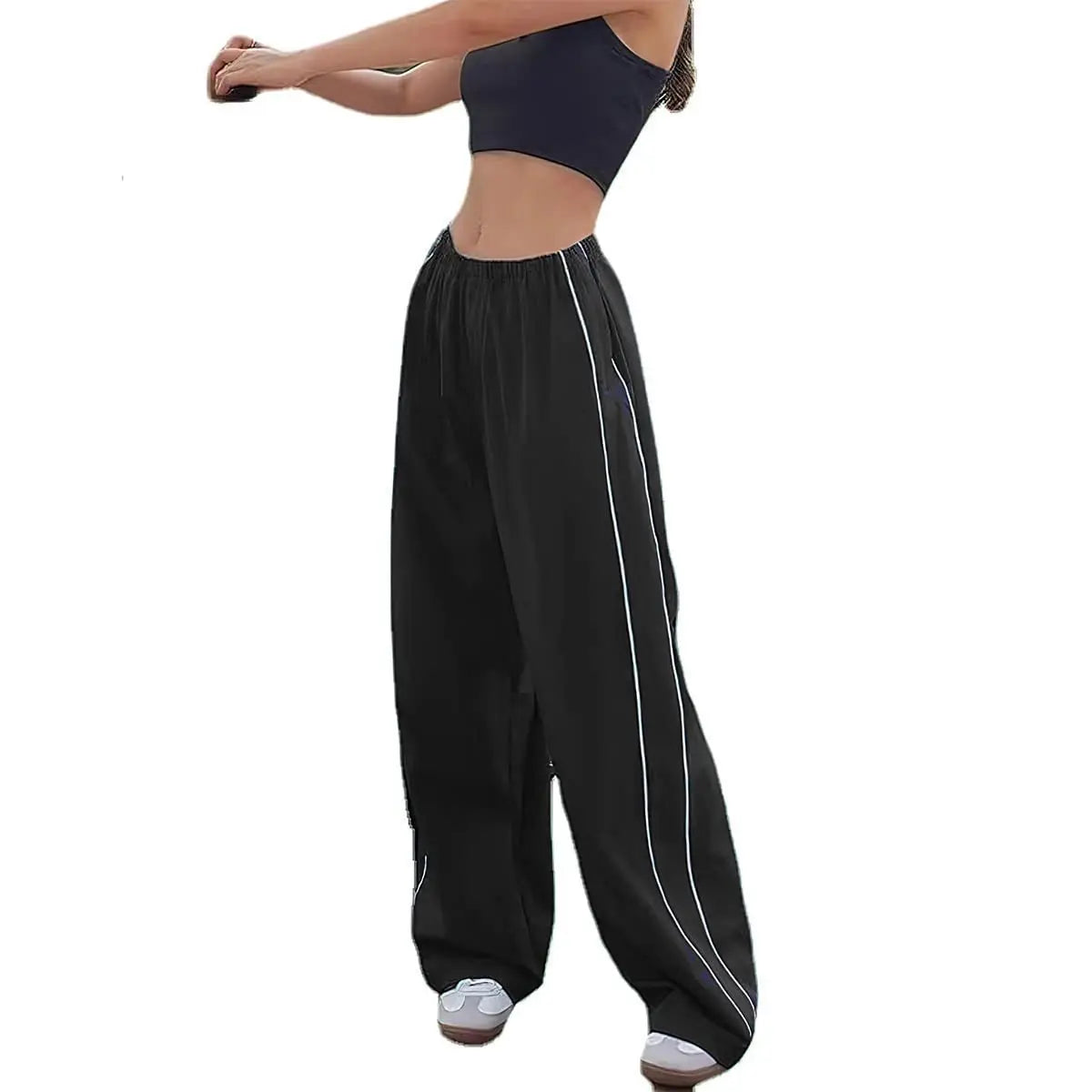 LIZAKOSHT  -  Fashion Vintage Baggy Cargo Pants for Women Y2K Drawstring Elastic Low Waist Parachute Pants Sweatpants Loose Hippie Pant