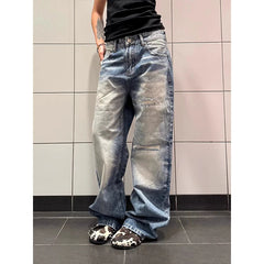  LIZAKOSHT  -  Blue Vintage Y2k Women Jeans Wash Harajuku Low Waist Japanese 2000s Style Denim Pants Baggy American Streetwear Summer