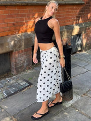 LIZAKOSHT  -  Summer Polka Dot Skirts for Women Sexy Elegant Slim White Skirt Female Clothing Mesh Midi Dress Y2K Party Streetwear