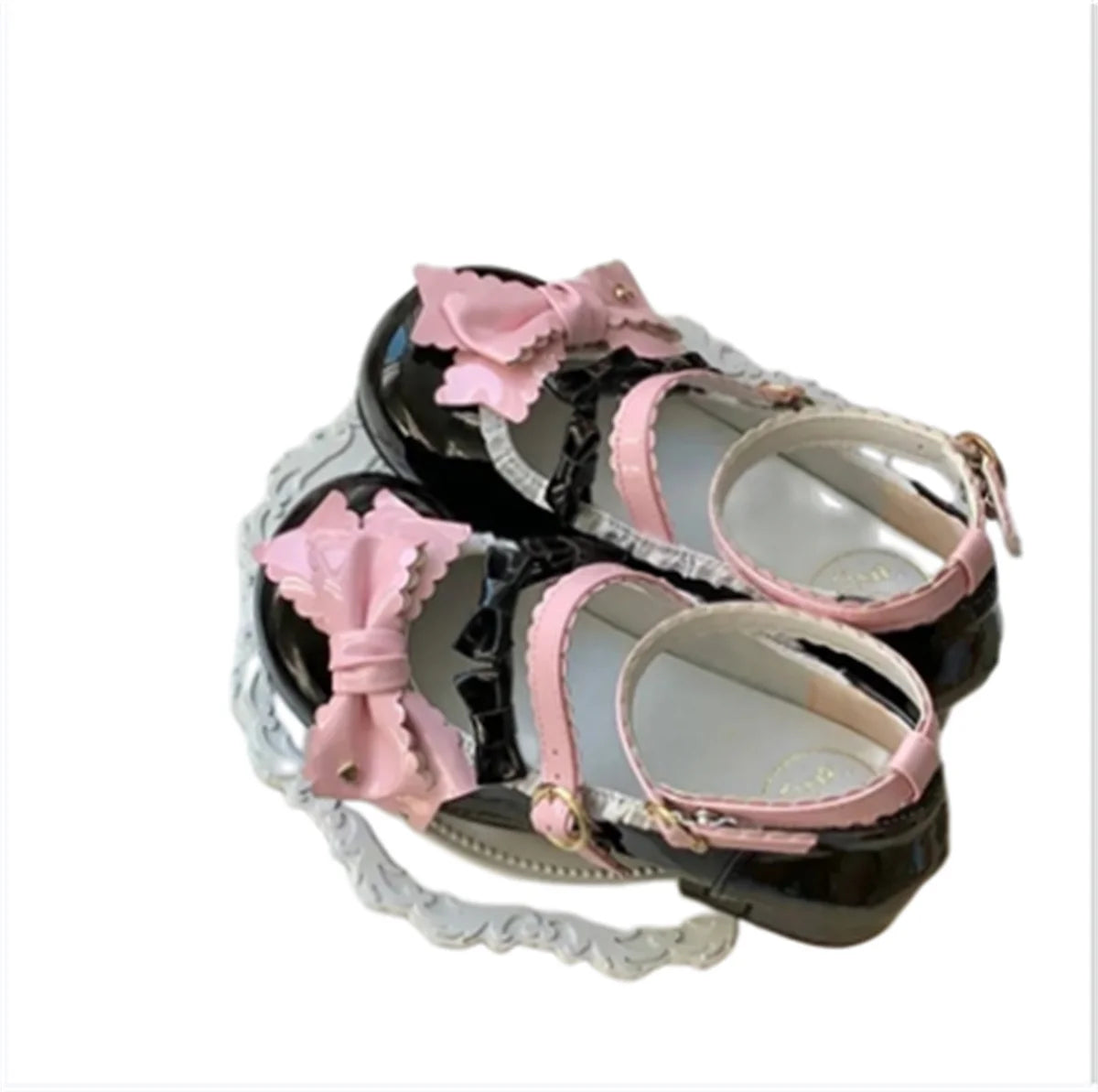 LIZAKOSHT  -  Japanese Kawaii College Style Sweet Lolita Girls Shoes Mary Jane Dot Love Bowknot Round Head Loli 3-5cm PU Low Heel Shoes
