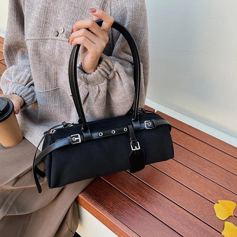 LIZAKOSHT  -  Vintage Faux Suede Shoulder Bag for Women Handbags tassel Female Armpit bag Designer ladies totes burgundy bolsa feminina