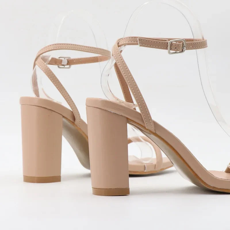 LIZAKOSHT  -  Fashion Chunky High Heel Pointed Toe Sandals for Women Sexy Open Toe Narrow Strap Ankle Strap Women's Elegant High Heel Shoes