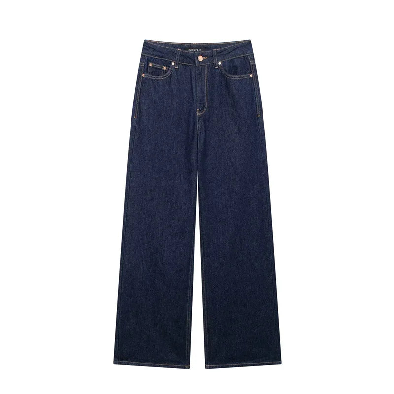 LIZAKOSHT  -  Casual Loose Wide Legs Trouser Baggy Jeans Pants Street Style Simple All-match Retro Women's Clothing Personality Trendy