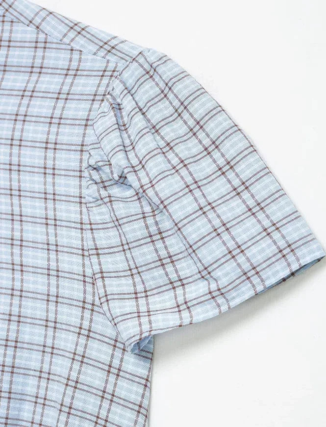 LIZAKOSHT  -  Plaid Waist Cinching A-line Dress Women Casual Short Sleeve V-neck Layered Pleated Mini Dresses Lady Holiday Street Robes